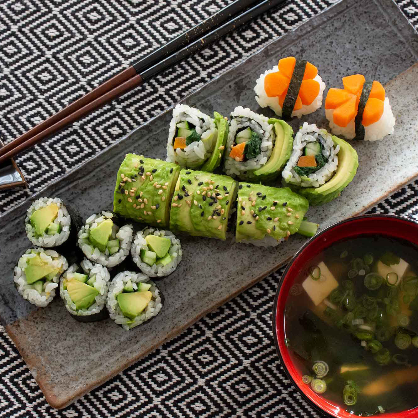 Vegan sushi, soft tofu and miso soup class